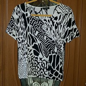 Camille Lavie  White black animal print Sz M